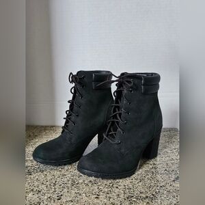 Timberland Women's Tillston 6 Inch Double Collar Boot Black Nubuck